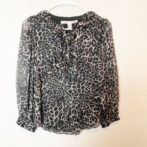 Diane Von Furstenberg McKenna Cheetah Blouse 6
